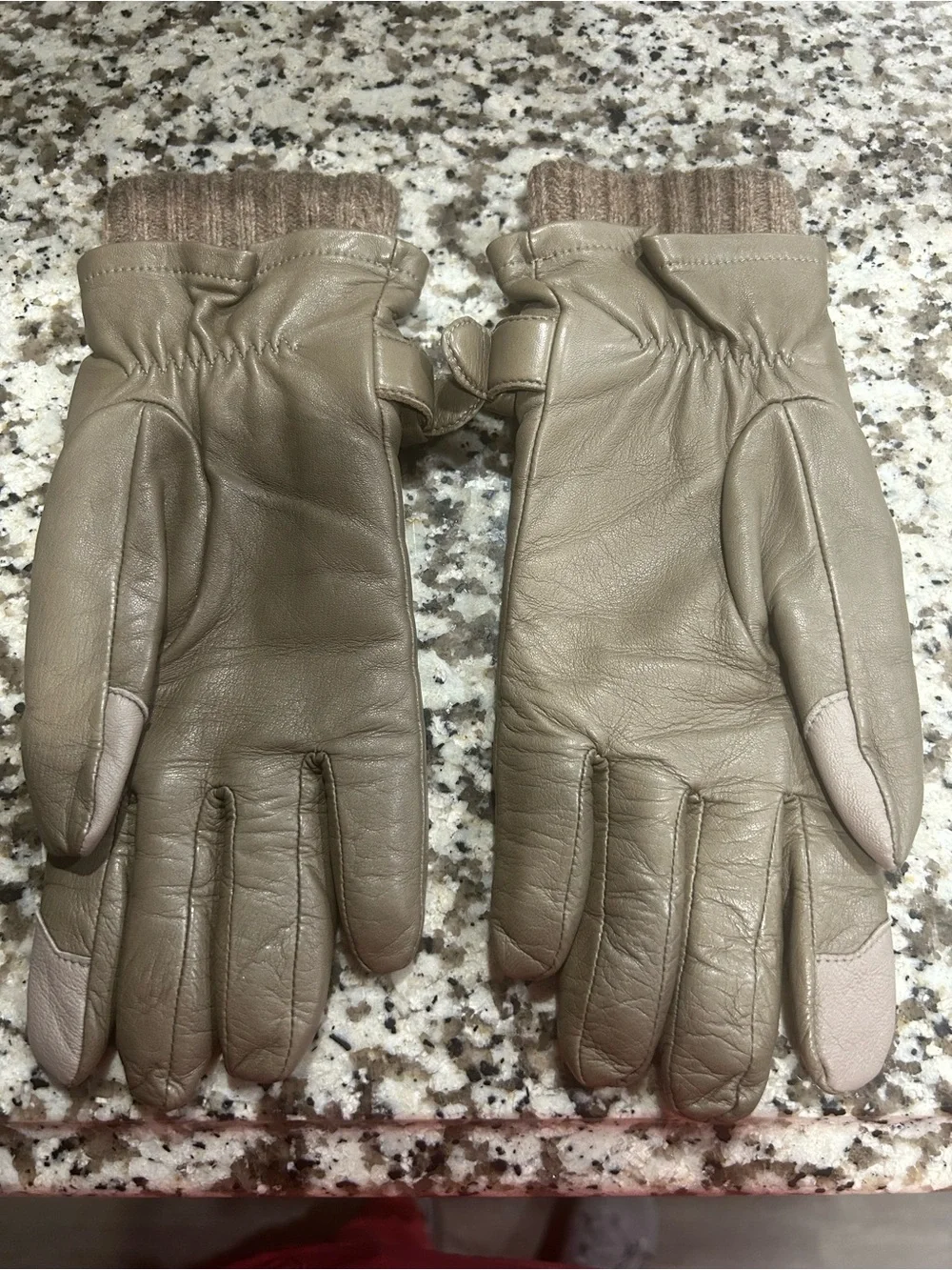 Vivienne Westwood Taupe/Brown Leather Buckle Gloves